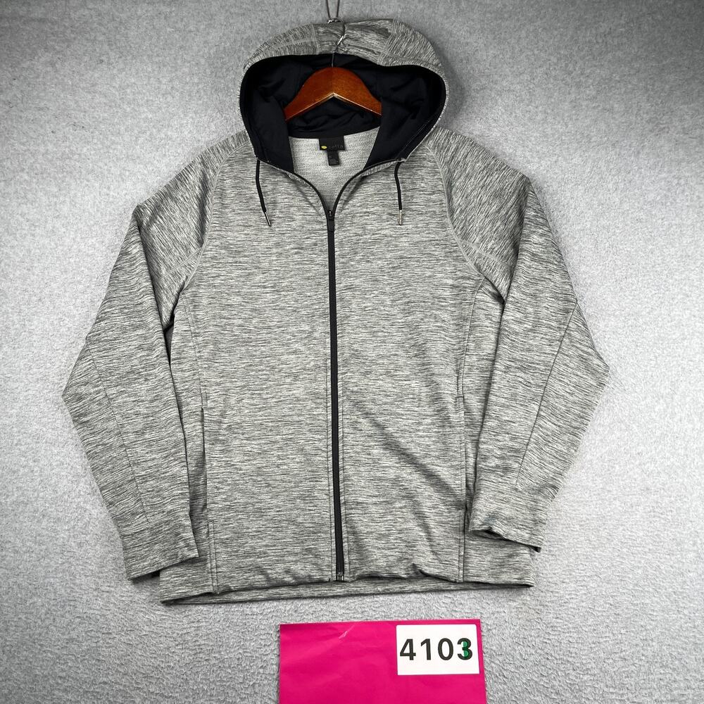 Zella Hoodie Sweatshirt Active Gray heather Full Zip Pockets Mens Small Stretch